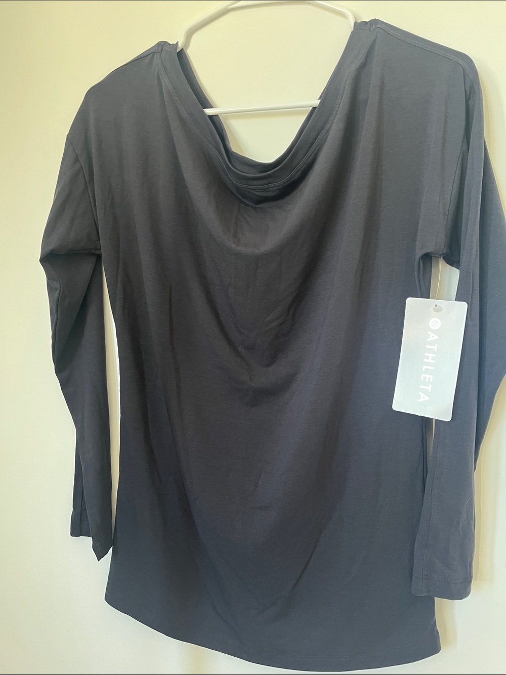Athleta Charcoal Long Sleeve Cowl-Back Top